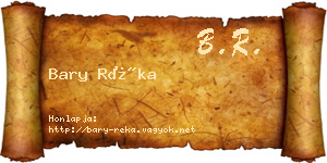 Bary Réka névjegykártya